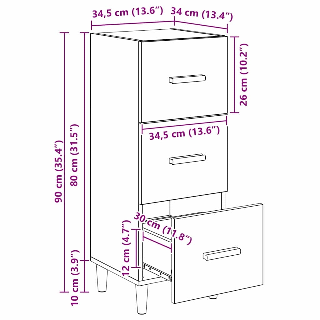 880934 12 Bufet cu sertar Lemn vechi 34.5 x 34 x 90 cm Lemn compozit Bufet cu sertar Lemn vechi 34.5 x 34 x 90 cm Lemn compozit - imagine 12