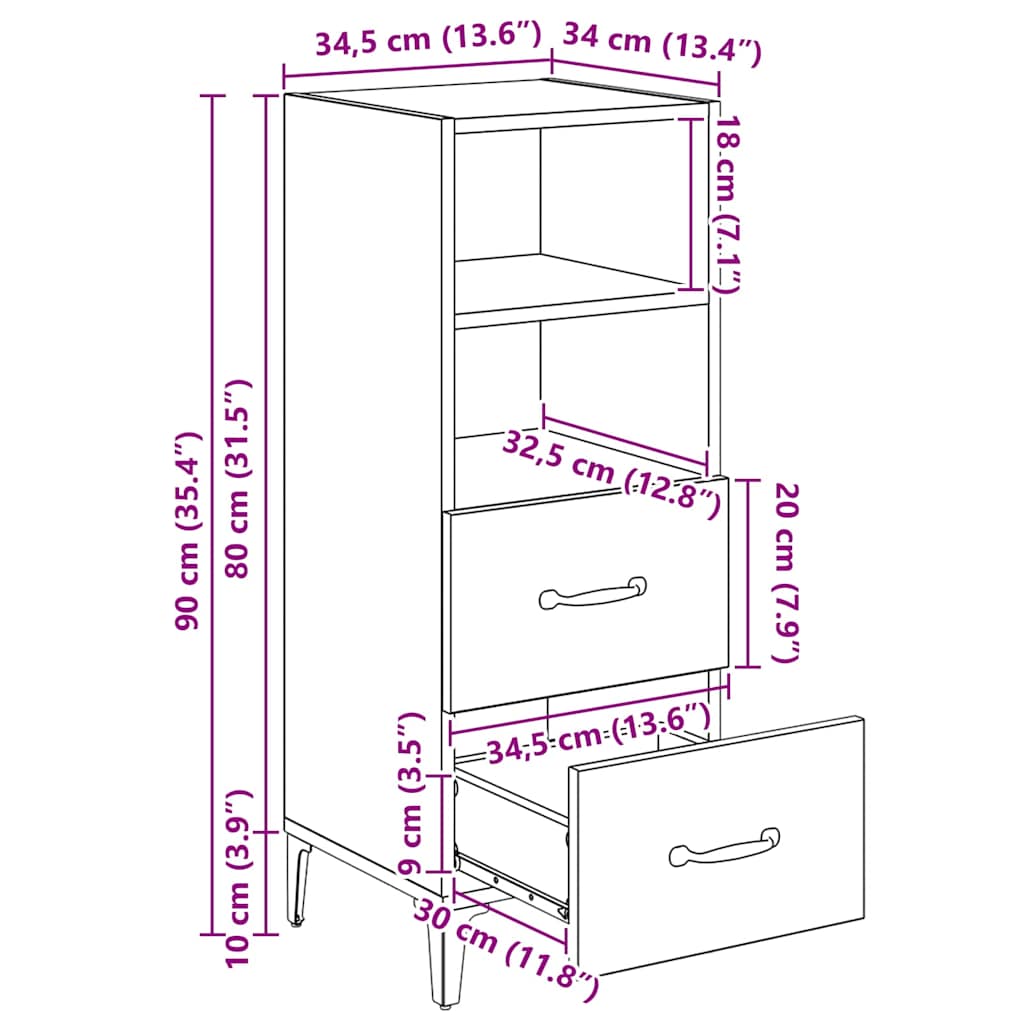 880953 12 Bufet stejar artizanal 34 x 34.5 x 90 cm Lemn compozit Bufet stejar artizanal 34 x 34.5 x 90 cm Lemn compozit - imagine 12