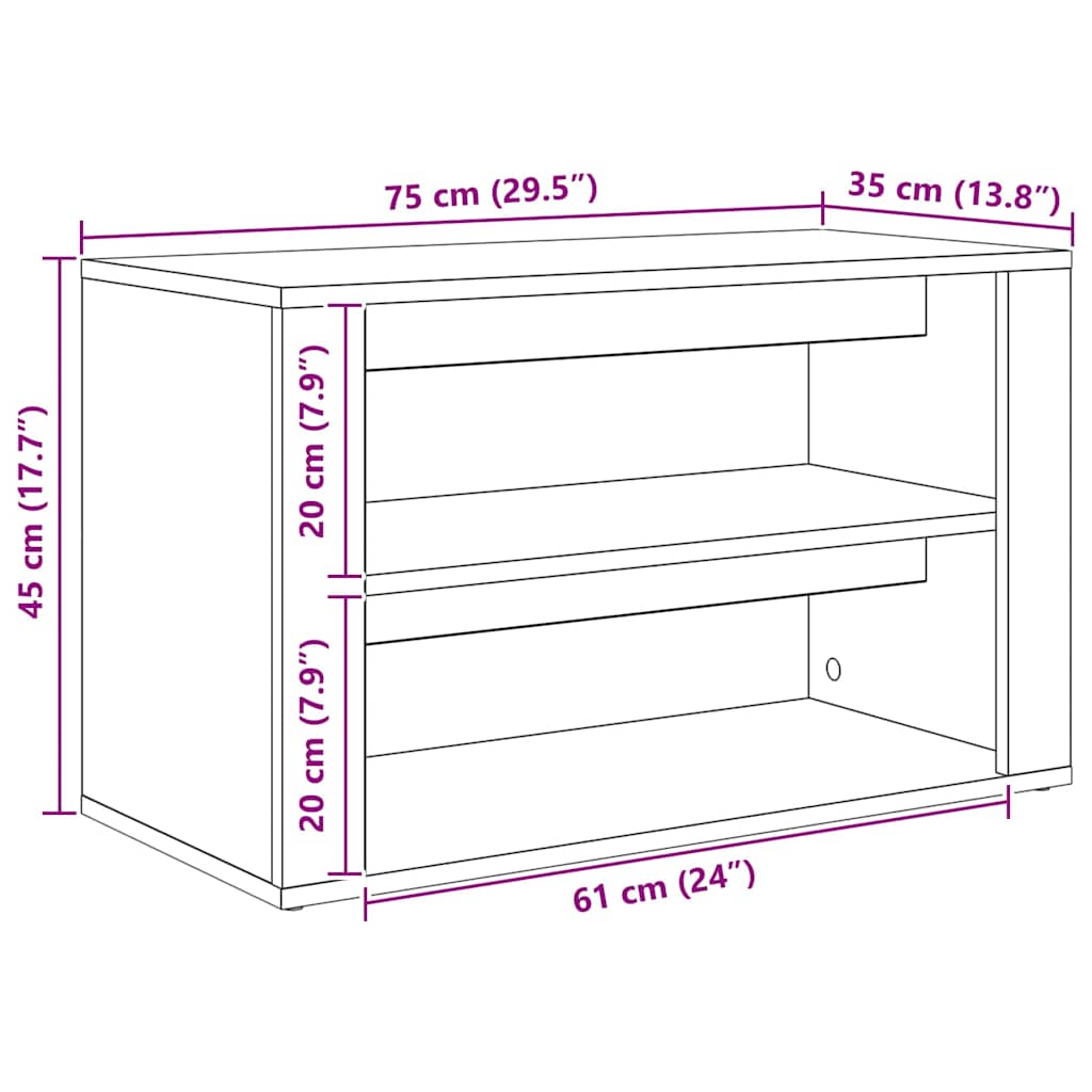 881016 9 Raft pentru încălțăminte stejar artizanal 75 x 35 x 45 cm Raft pentru încălțăminte stejar artizanal 75 x 35 x 45 cm - imagine 9