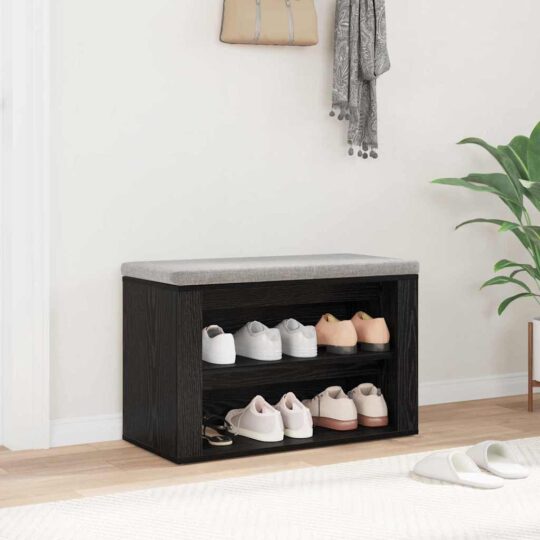 881017 4 Raft pentru încălțăminte cu raft Stejar negru 75 x 35 x 45 cm 881017 4