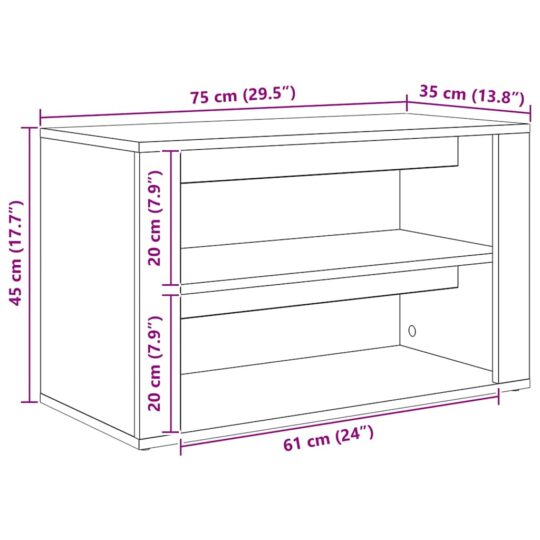 881017 9 Raft pentru încălțăminte cu raft Stejar negru 75 x 35 x 45 cm 881017 9
