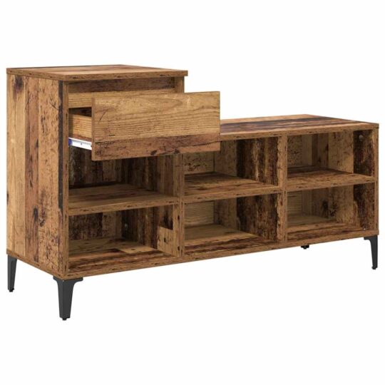 881042 5 Dulap pentru pantofi Lemn vechi 102 x 36 x 60 cm Lemn compozit 881042 5