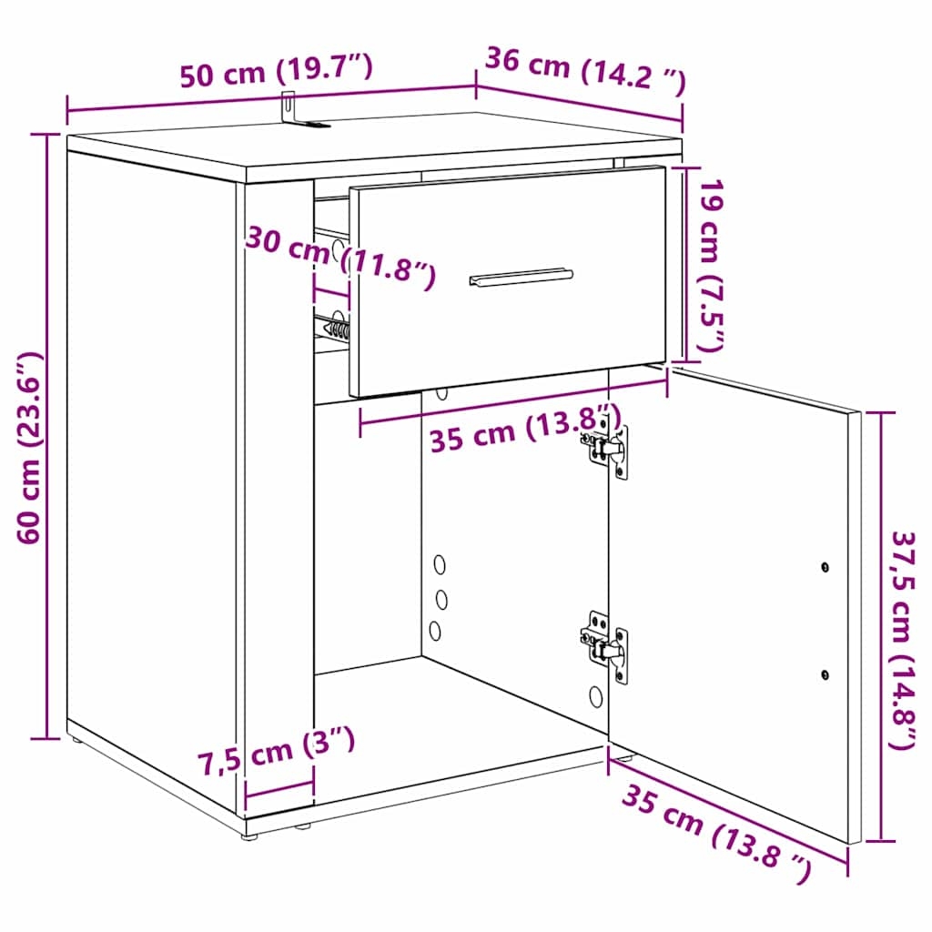 881070 13 Dulap de noapte stejar artizanal 50 x 36 x 60 cm Lemn compozit Dulap de noapte stejar artizanal 50 x 36 x 60 cm Lemn compozit - imagine 13