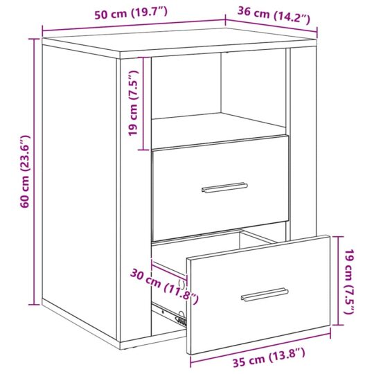 881078 11 Dulap de noapte Lemn vechi 50 x 36 x 60 cm Lemn compozit 881078 11