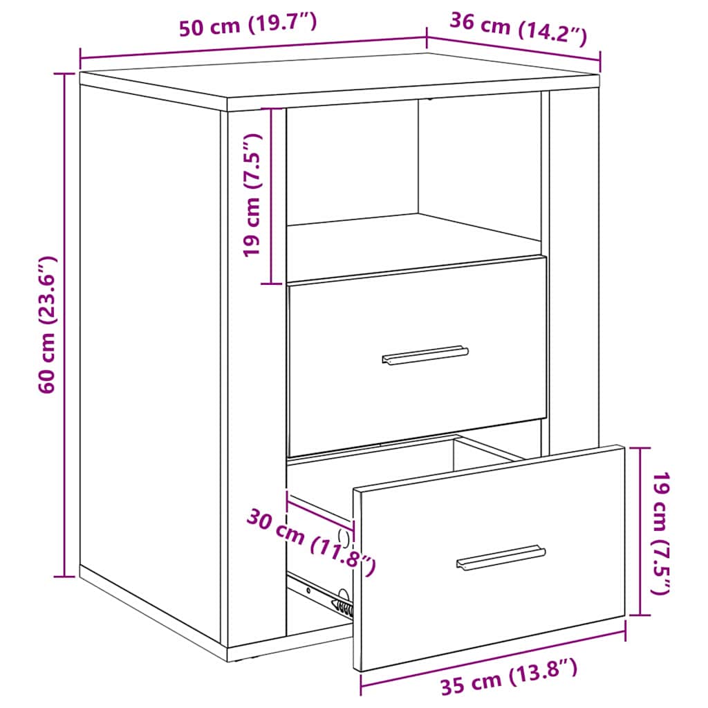 881080 11 Dulap de noapte Stejar negru 50 x 36 x 60 cm Lemn compozit Dulap de noapte Stejar negru 50 x 36 x 60 cm Lemn compozit - imagine 11