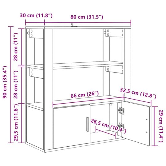 881093 11 Bufet Lemn vechi 30 x 80 x 90 cm Lemn compozit 881093 11