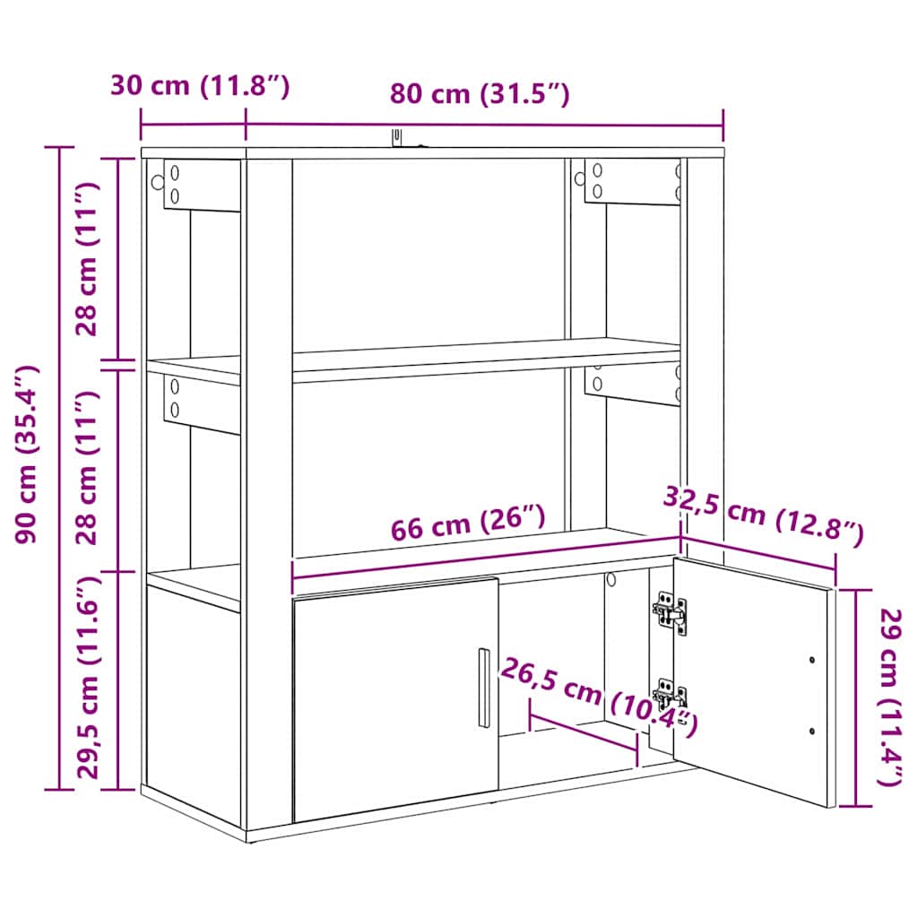 881093 11 Bufet Lemn vechi 30 x 80 x 90 cm Lemn compozit Bufet Lemn vechi 30 x 80 x 90 cm Lemn compozit - imagine 11