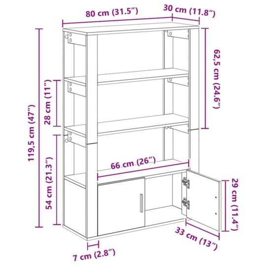 881097 11 Bufet stejar artizanal 30 x 80 x 119.5 cm Lemn compozit 881097 11
