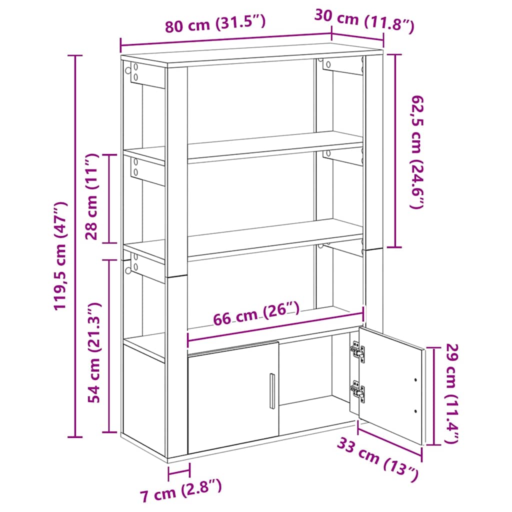 881097 11 Bufet stejar artizanal 30 x 80 x 119.5 cm Lemn compozit Bufet stejar artizanal 30 x 80 x 119.5 cm Lemn compozit - imagine 11