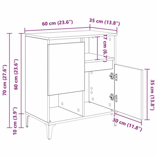 881260 12 Bufet Lemn vechi 60 x 35 x 70 cm Lemn compozit 881260 12