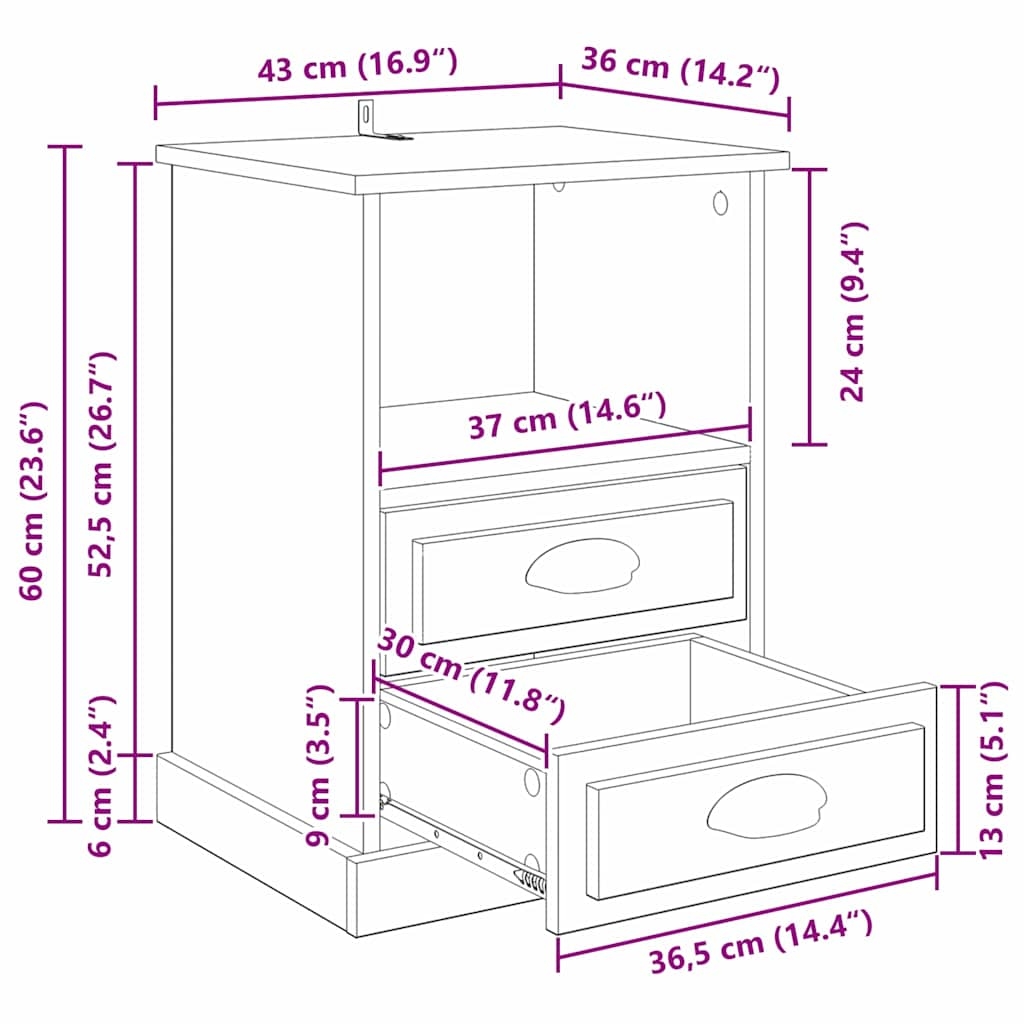 881400 11 Dulap de noapte Stejar negru 43 x 36 x 60 cm Lemn compozit Dulap de noapte Stejar negru 43 x 36 x 60 cm Lemn compozit - imagine 11