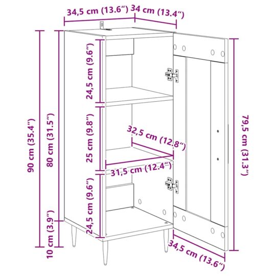 881588 13 Bufet Lemn vechi 34 x 34.5 x 90 cm Lemn compozit 881588 13