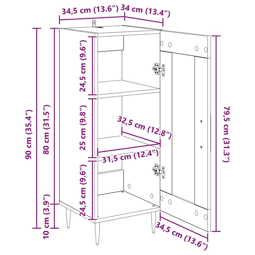 881588 13 Bufet Lemn vechi 34 x 34.5 x 90 cm Lemn compozit Bufet Lemn vechi 34 x 34.5 x 90 cm Lemn compozit - imagine 13