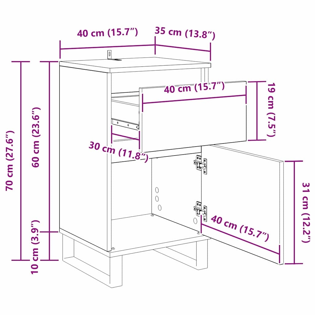 881770 13 Bufet cu sertar Stejar negru 35 x 40 x 70 cm Lemn compozit Bufet cu sertar Stejar negru 35 x 40 x 70 cm Lemn compozit - imagine 13