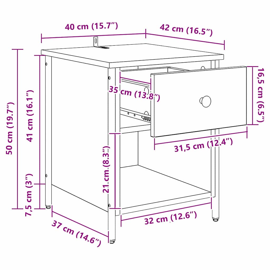 881847 13 Dulap de noapte 2 pcs Lemn vechi 40 x 42 x 50 cm Lemn compozit Dulap de noapte 2 pcs Lemn vechi 40 x 42 x 50 cm Lemn compozit - imagine 13