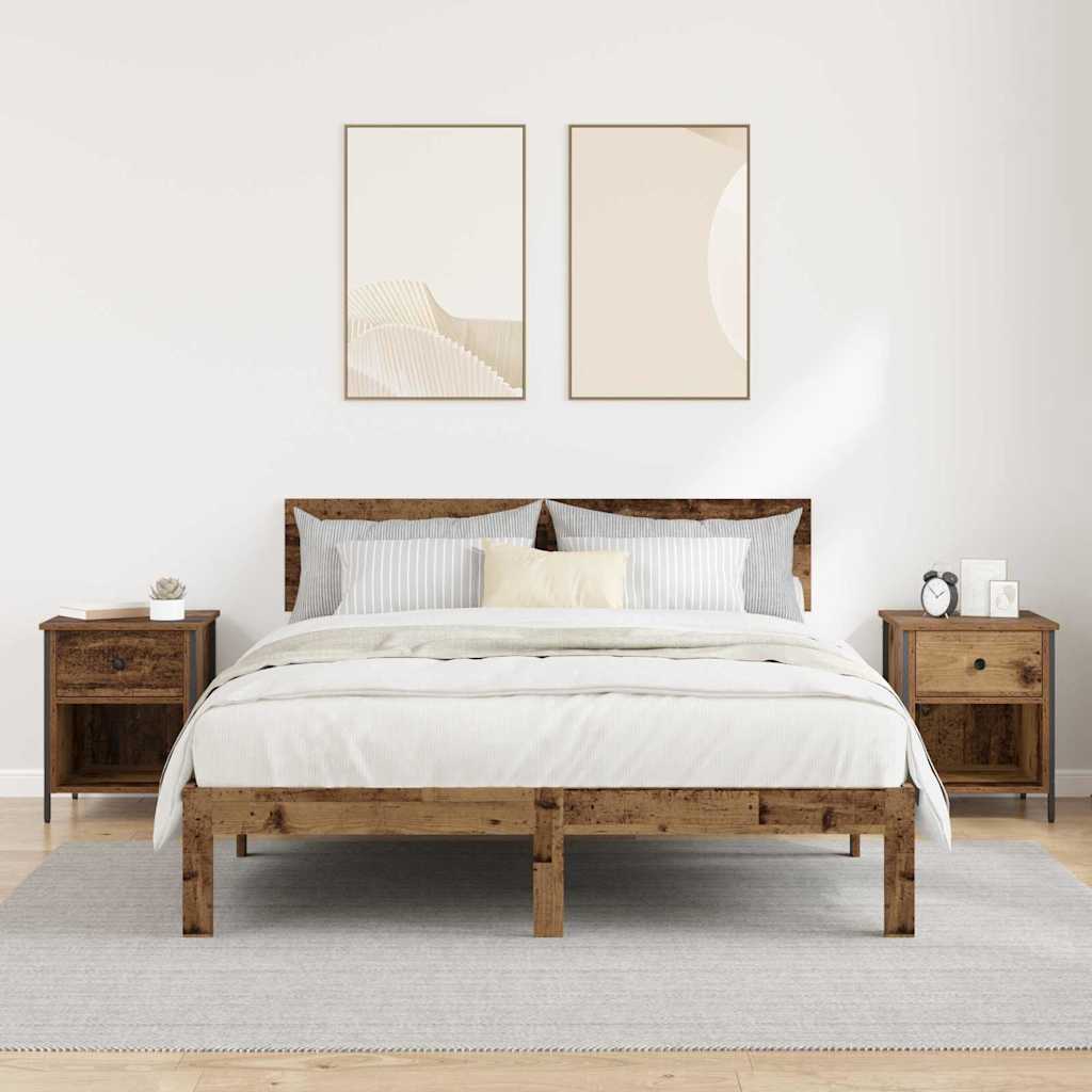 881847 4 Dulap de noapte 2 pcs Lemn vechi 40 x 42 x 50 cm Lemn compozit Dulap de noapte 2 pcs Lemn vechi 40 x 42 x 50 cm Lemn compozit - imagine 4