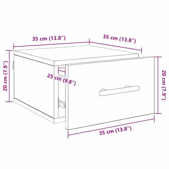 882418 12 Dulap de noapte Lemn vechi 35 x 35 x 20 cm Lemn compozit 882418 12