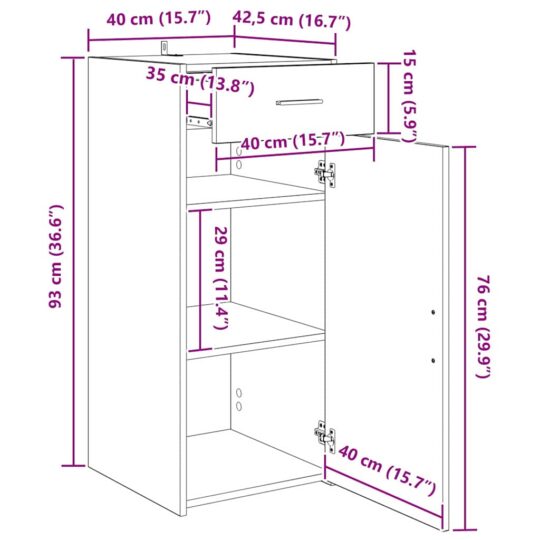 883140 13 Bufet cu sertar Stejar negru 42.5 x 40 x 93 cm Lemn compozit 883140 13