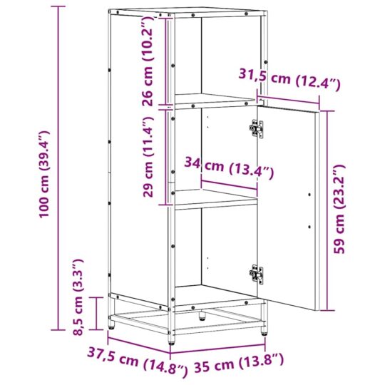 883591 12 Dulap de Baie Lemn vechi 35 x 37.5 x 100 cm Lemn compozit 883591 12