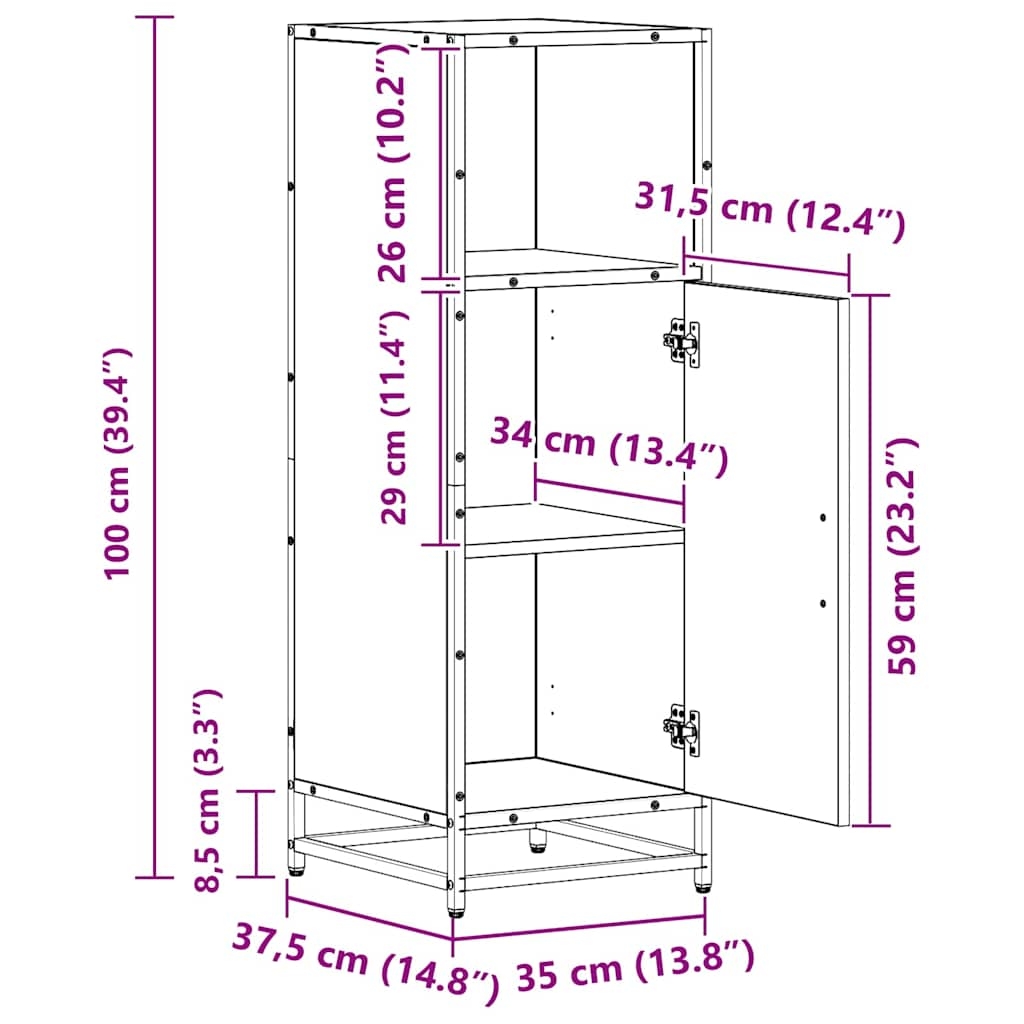 883591 12 Dulap de Baie Lemn vechi 35 x 37.5 x 100 cm Lemn compozit Dulap de Baie Lemn vechi 35 x 37.5 x 100 cm Lemn compozit - imagine 12