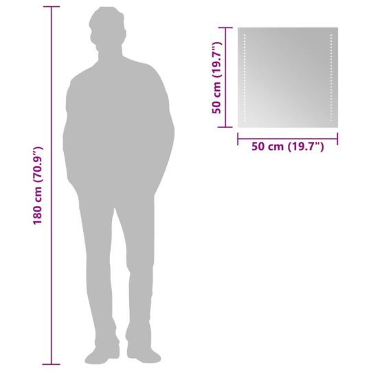 151720 10 Oglindă de baie cu LED, 50x50 cm 151720 10