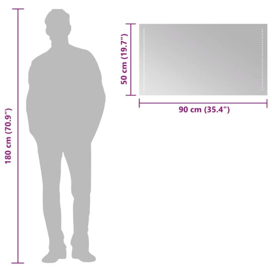 151732 10 Oglindă de baie cu LED, 90x50 cm 151732 10