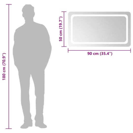 151789 6 Oglindă de baie cu LED, 90x50 cm 151789 6