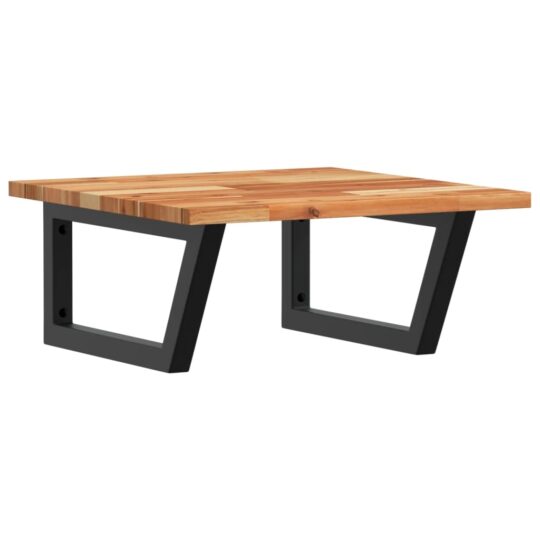 Alternative view of Raft pentru lavoar montat pe perete, oțel și lemn masiv acacia