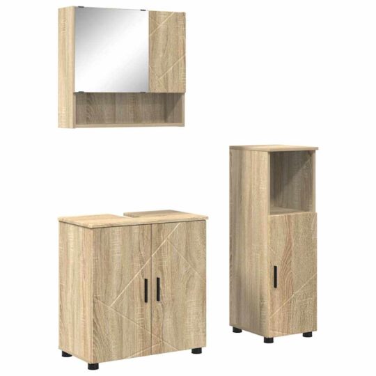 Alternative view of Set de mobilier pentru baie 3 pcs Stejar sonoma 61 x 35 x 64 cm