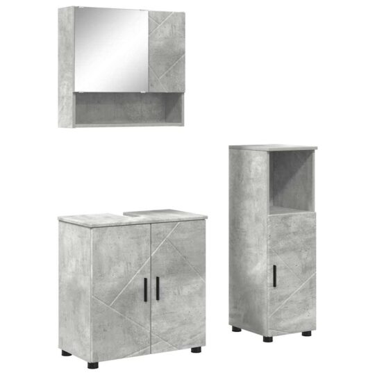 Alternative view of Set de mobilier pentru baie 3 pcs Gri beton 61 x 35 x 64 cm