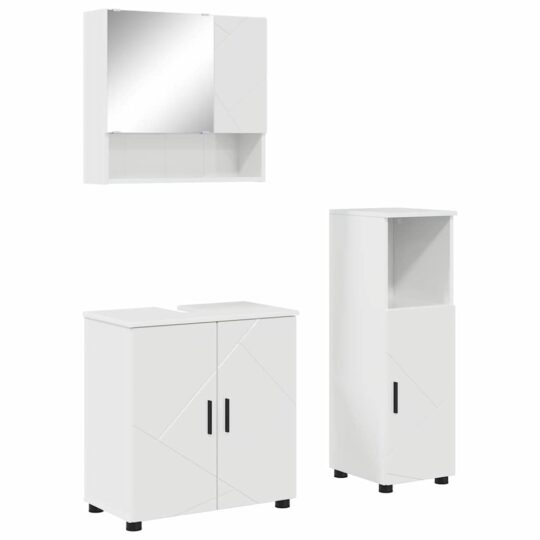 Alternative view of Set de mobilier pentru baie Pe perete 3 pcs Alb foarte lucios