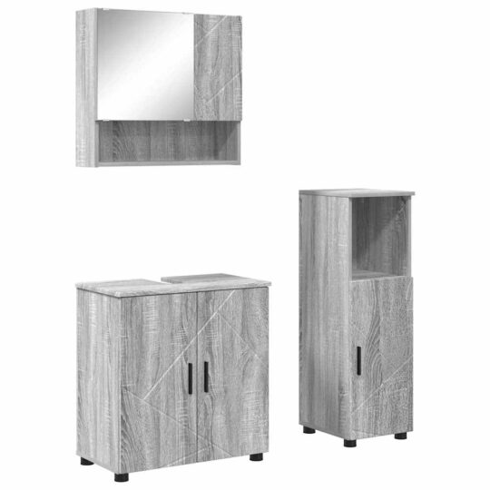 Alternative view of Set de mobilier pentru baie 3 pcs sonoma gri 61 x 35 x 64 cm