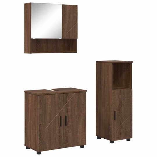 Alternative view of Set de mobilier pentru baie 3 pcs Stejar brun 61 x 35 x 64 cm