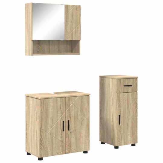 Alternative view of Set de mobilier pentru baie 3 pcs Stejar sonoma 61 x 35 x 64 cm
