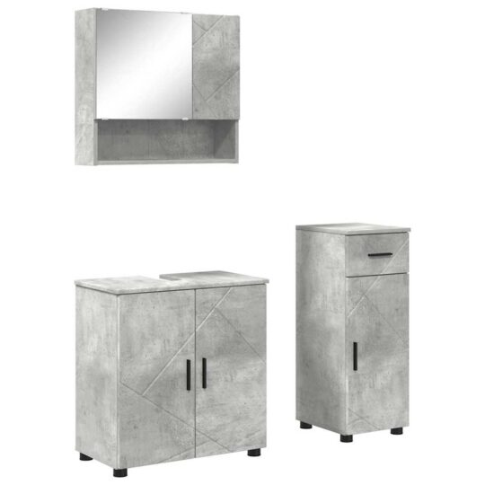 Alternative view of Set de mobilier pentru baie 3 pcs Gri beton 61 x 35 x 64 cm