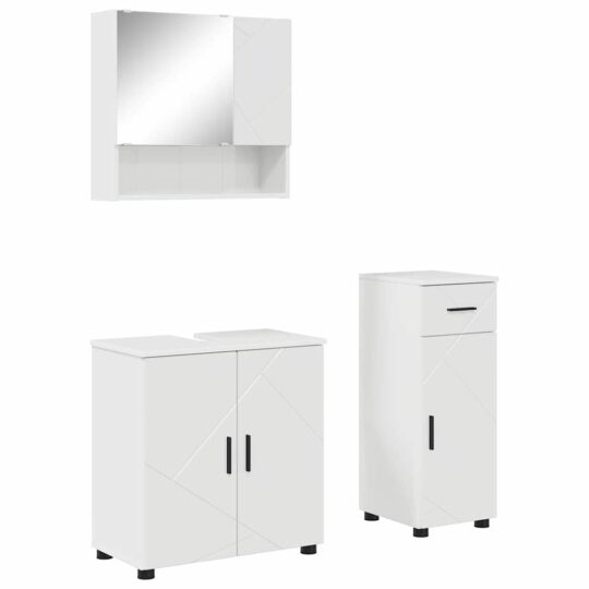 Alternative view of Set de mobilier pentru baie cu sertar 3 pcs Alb foarte lucios