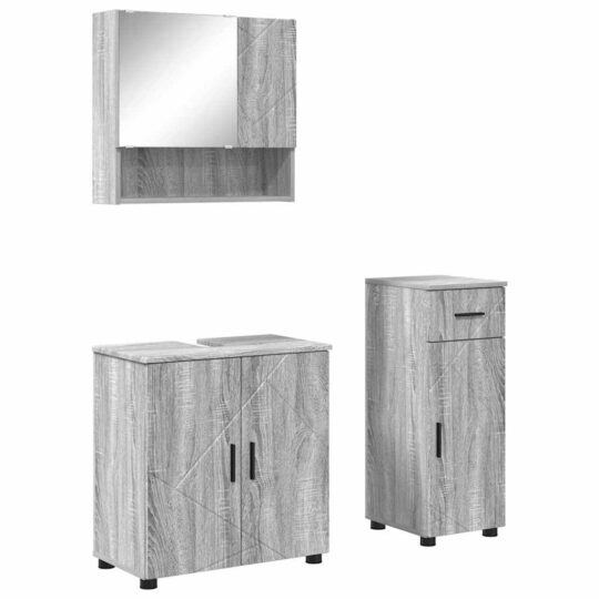 Alternative view of Set de mobilier pentru baie 3 pcs sonoma gri 61 x 35 x 64 cm