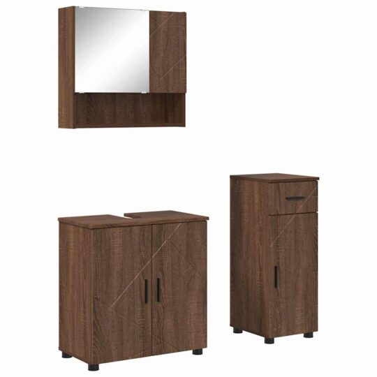 Alternative view of Set de mobilier pentru baie 3 pcs Stejar brun 61 x 35 x 64 cm