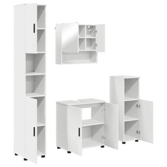 Alternative view of Set de mobilier pentru baie Pe perete 4 pcs Alb 61 x 35 x 64 cm