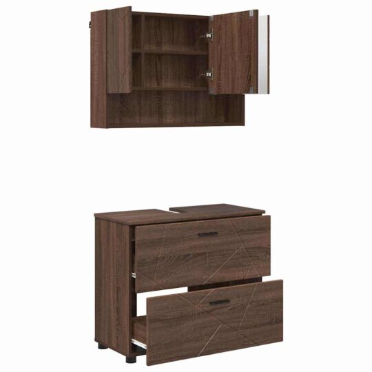 Alternative view of Set de mobilier pentru baie 2 pcs Stejar brun 76.5 x 35 x 64 cm