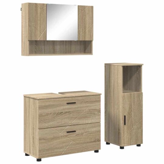 Alternative view of Set de mobilier pentru baie cu sertar 3 pcs Stejar sonoma
