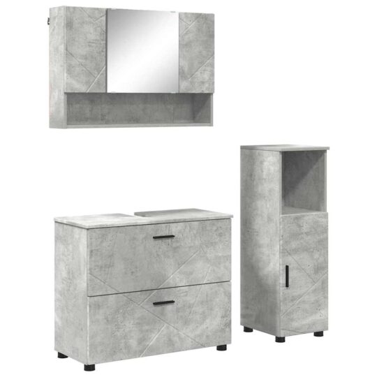 Alternative view of Set de mobilier pentru baie 3 pcs Gri beton 76.5 x 35 x 64 cm
