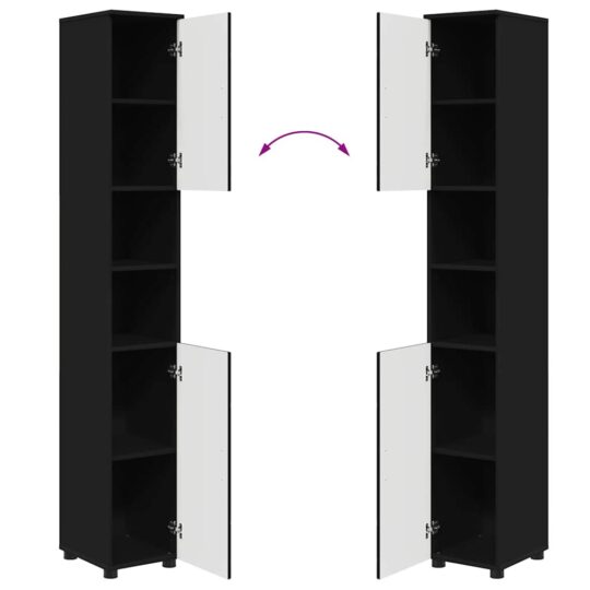 3393054 12 Set de mobilier pentru baie cu ușă 4 pcs Negru 30 x 35 x 192 cm 3393054 12