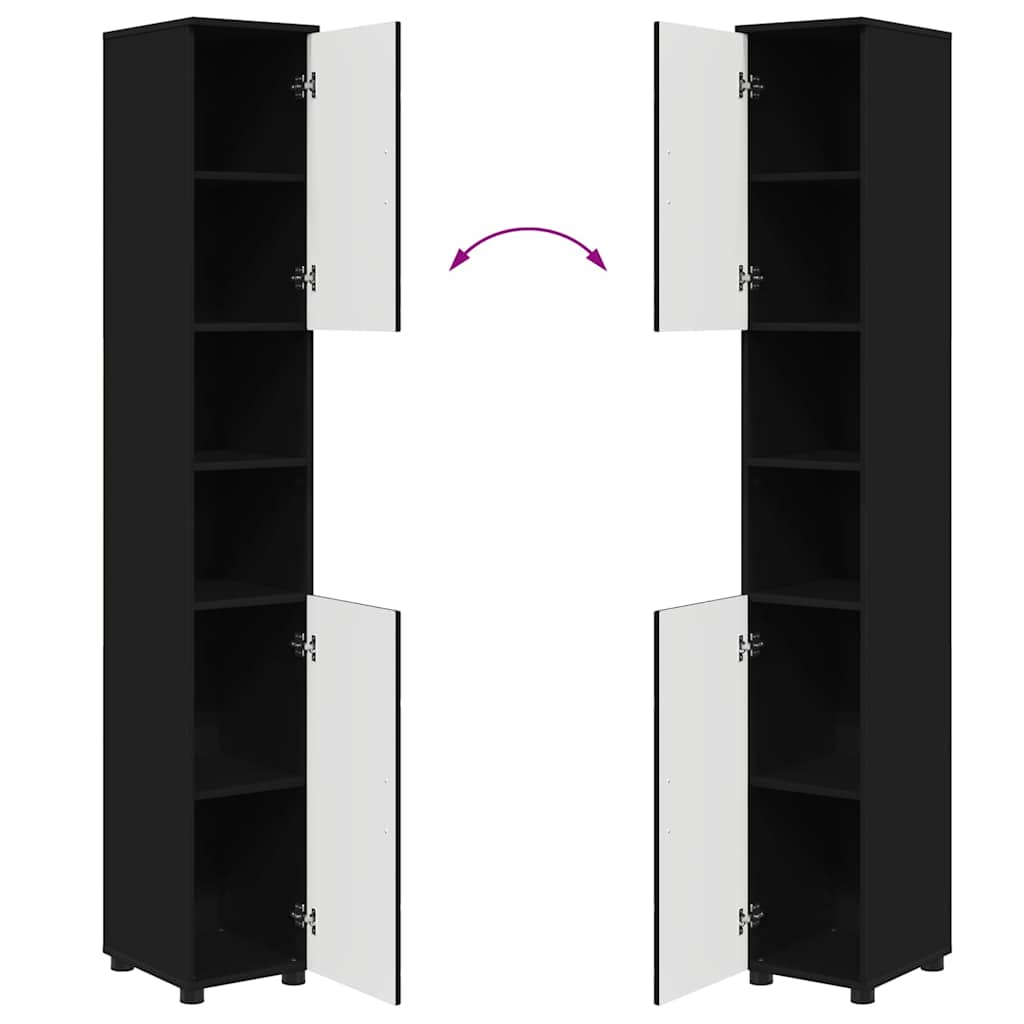 3393054 12 Set de mobilier pentru baie cu ușă 4 pcs Negru 30 x 35 x 192 cm Set de mobilier pentru baie cu ușă 4 pcs Negru 30 x 35 x 192 cm - imagine 12