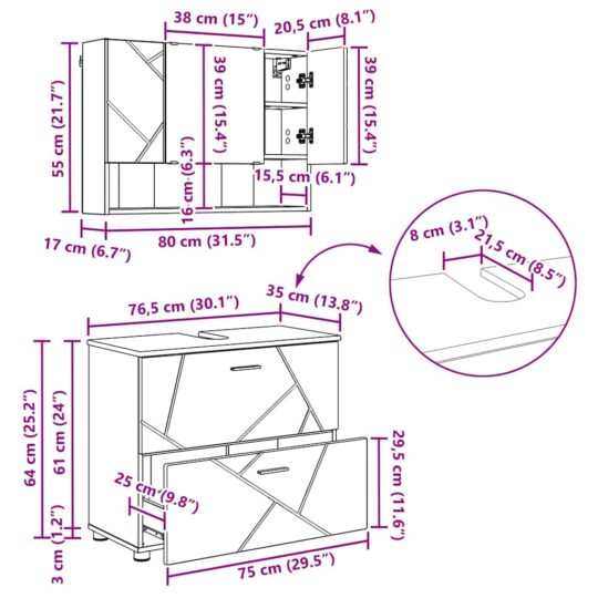 3393084 13 Set de mobilier pentru baie cu ușă 4 pcs Negru 30 x 35 x 192 cm 3393084 13