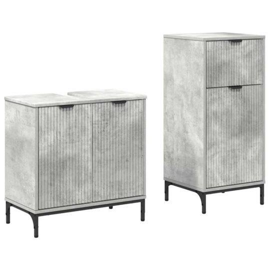 Alternative view of Set de mobilier pentru baie 2 pcs Gri beton 39.5 x 36 x 88 cm