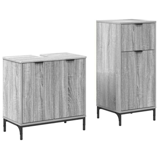 Alternative view of Set de mobilier pentru baie 2 pcs sonoma gri 39.5 x 36 x 88 cm