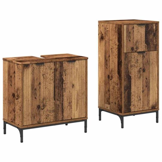 Alternative view of Set de mobilier pentru baie 2 pcs Lemn vechi 39.5 x 36 x 88 cm