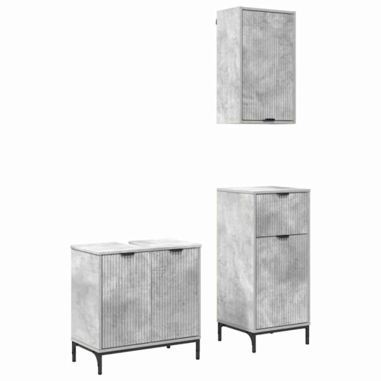 Alternative view of Set de mobilier pentru baie 3 pcs Gri beton 39.5 x 36 x 88 cm