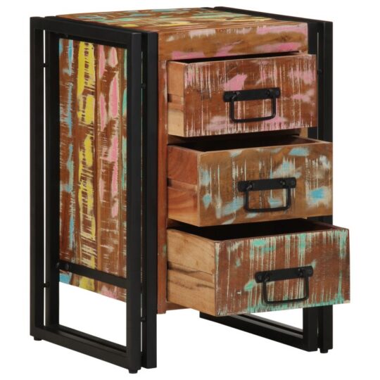 Dulap de noapte Multicolour 40 x 35 x 50 cm Lemn masiv reciclat